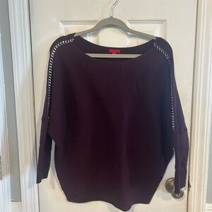 Jennifer Lopez Plum Batwing Sweater with Chain Shoulder Detail